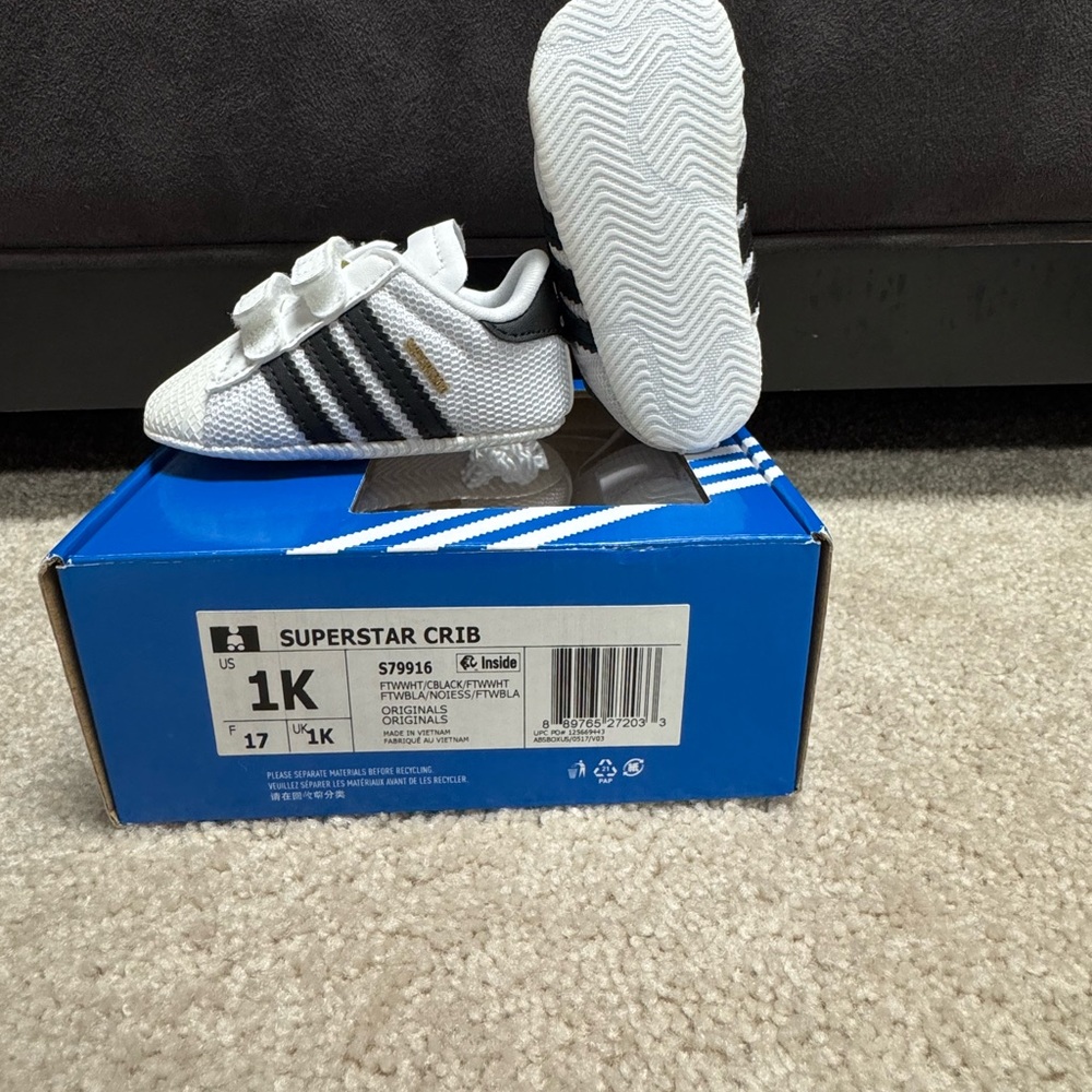 Adidas Superstar Crib Sneakers - White and Black